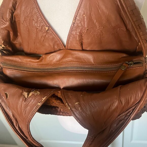 Sondra Roberts Brown Basketweave Hobo Shoulder Bag Purse - Picture 6 of 16